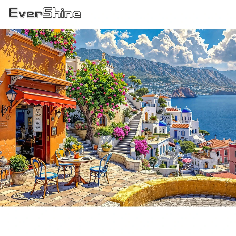 

EverShine Full Square Diamond Embroidery Seaside Landscape DIY Painting House Rhinestones Mosaic Mountain Home Decoration