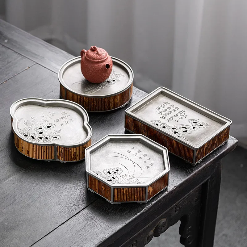 Xiangfei Bamboo Tea Tray with Water Storage Manual Drainage Kung Fu Set Chinese Retro Style Dry Brewing Table Household