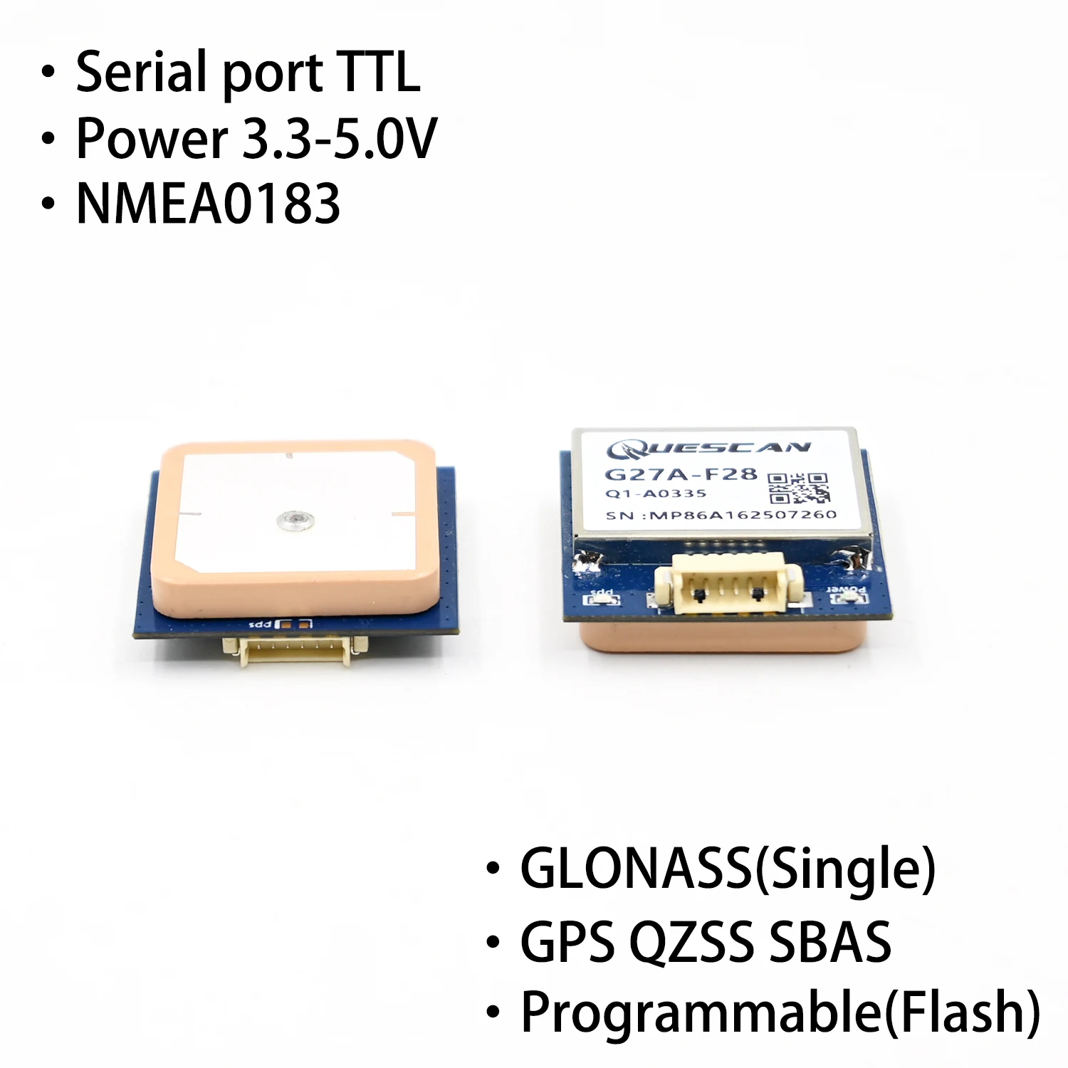 Classical TTL 3.3V 5V G27A-F28 GPS Module Drone FPV GPS Antenna Receiver,Built-in SQI Flash,Support QZSS SBAS AGPS,NMEA0183