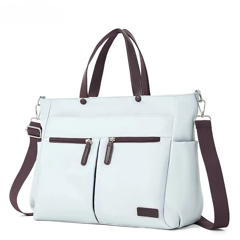 [ Laptop Bag ] Nylon casual ladies' laptop bag, daily commuting briefcase, lightweight double main pocket single-shoulder bag