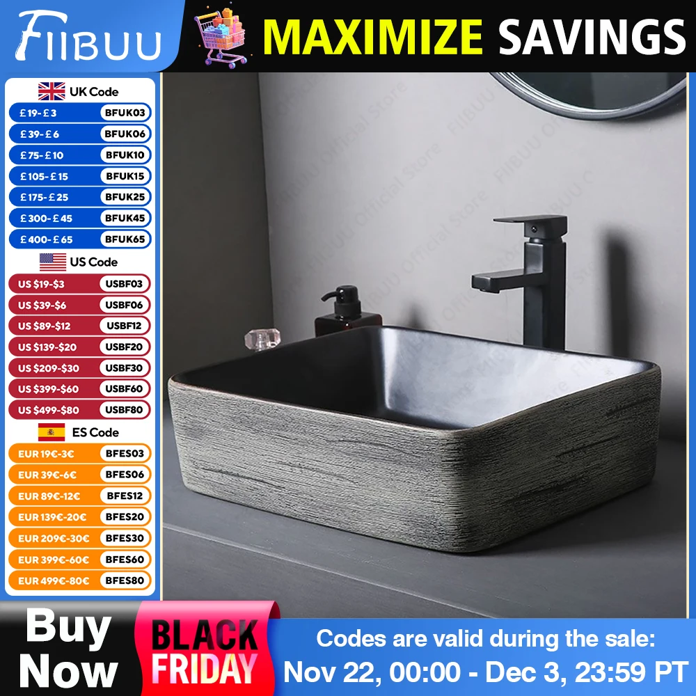 세라믹 테이블 싱크대 카운터 세척 대야, 욕실 세면대 세면대, 아트 대야 직사각형 발코니 조리대, 베셀 싱크대