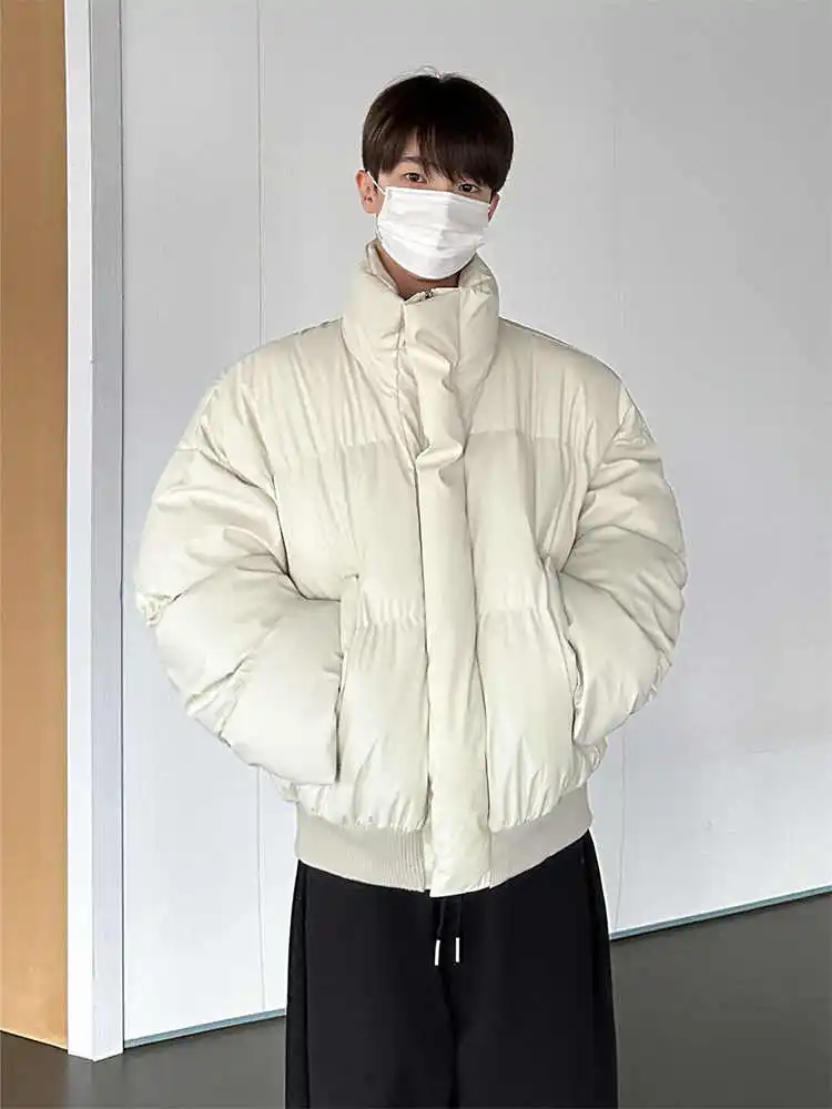 

Мужская зимняя теплая куртка Cleanfit из утолщенного хлопка с вставками из искусственной кожи, в корейском стиле, с воротником-стойкой, повседневная верхняя одежда