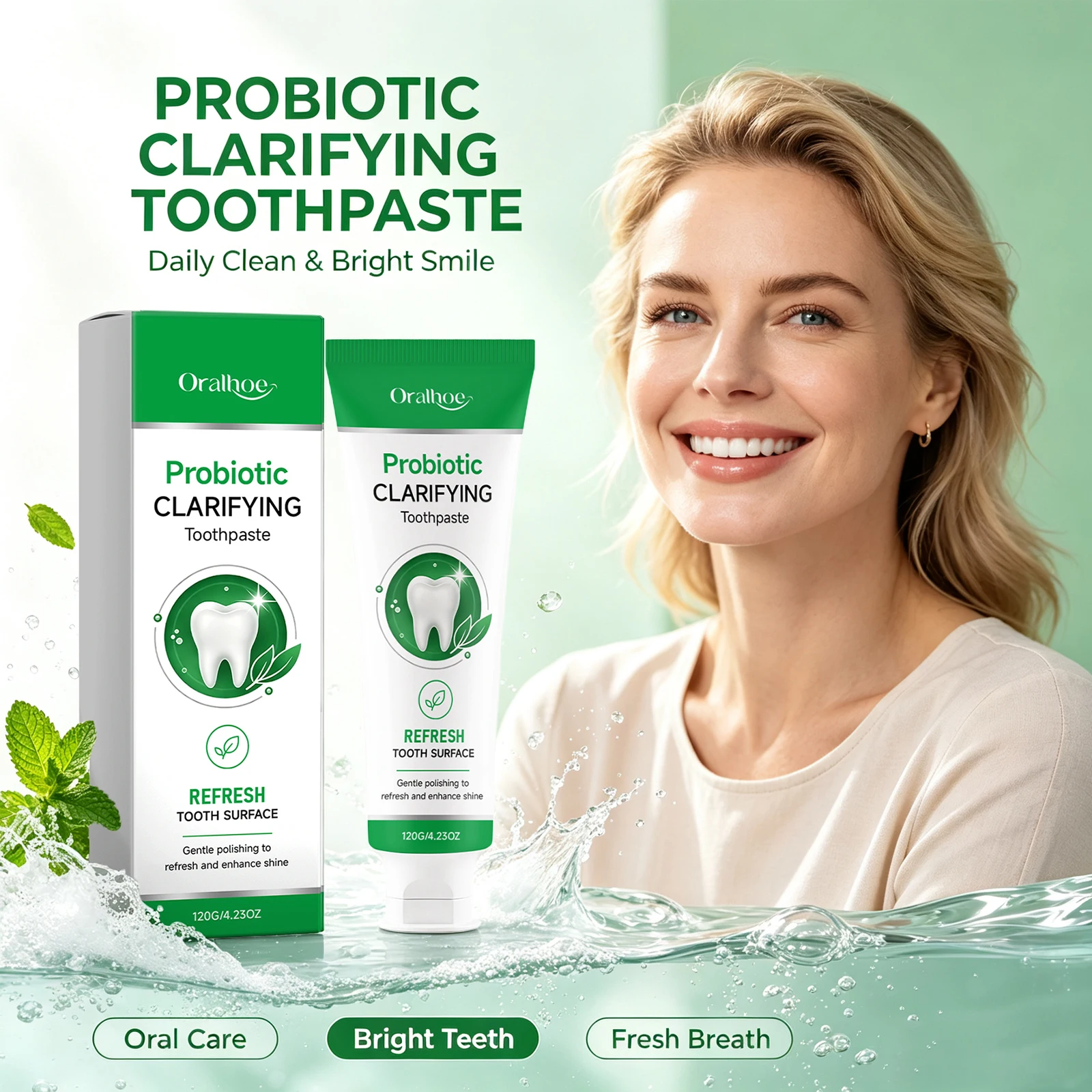 Oralhoe Probiotic Clarifying Toothpaste Gentle Clean Mild Fragrance Lasting Freshness Comfortable Safe Use Daily Care Toothpaste