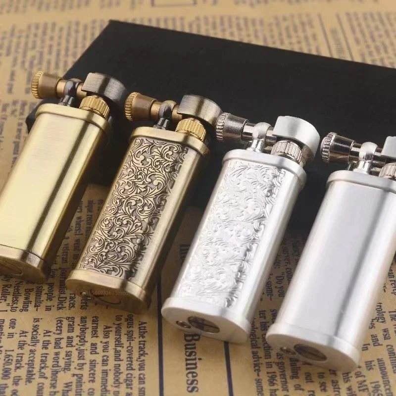 Creative Vintage Flint Kerosene Lighter Retro Metal Grinding Wheel Gasoline Cigarette Lighter Trenches Interesting Gadgets