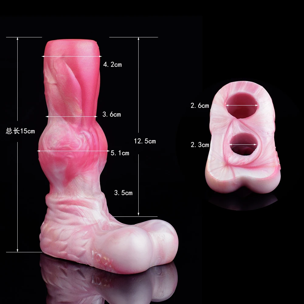FAAK Silicone Penis Wearable Sleeve Dog Knot Hollow Dildo Colorful Fantasy Sheath Strecthable Cock Enlargement Sex Toys For Men