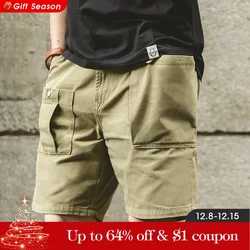 Maden Vintage Grote Zak Cargo Shorts Heren Amekaji Casual P37 Korte Broek Zomer Effen 100% Katoenen Tactische Shorts