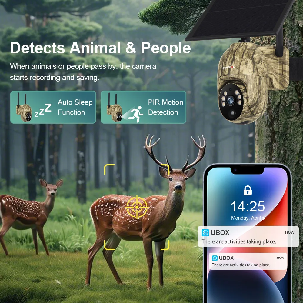 Imagem -03 - Vision Câmera Solar Sim com Visão Noturna Ativado por Movimento Ip66 Impermeável 2k Vídeo ao Vivo e Reprodução Jogo Caça à Vida Selvagem 4g ls