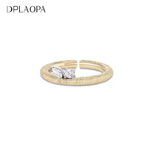 DPLAOPA 925 Sterling Silver Zircon Water Drop Shape Circle Open Resizable Ring Luxury Fine Gift 2024 Wedding for Women Jewelry