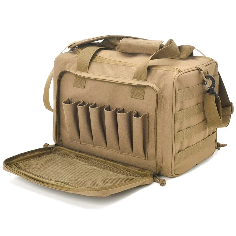 Tactical Range Bag Molle System 600D Waterproof Gun Shooting Pistol Case Pack Khaki  Hunting Accessories Tools Sling Bag Camping