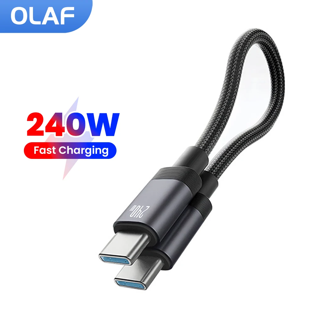 Olaf 15CM 20CM 240W Type C To Type C Short Cable 6A Fast Charging Cable PD3.1 USB C Cable For iPhone 15 16 17 Power Bank Samsung
