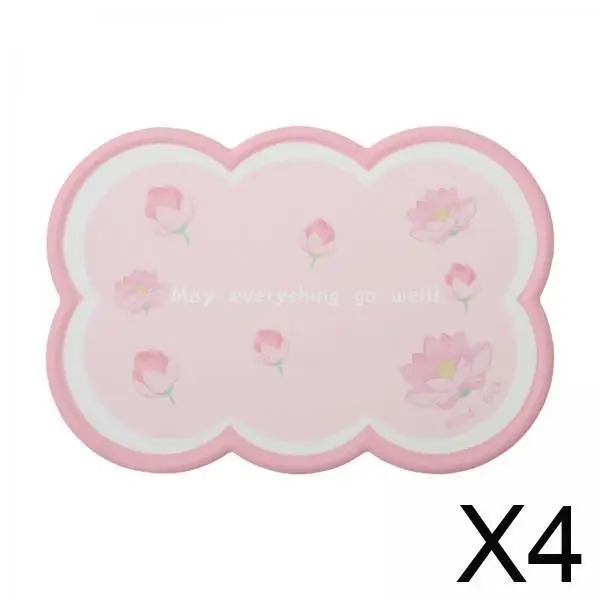 

4xНескользящий коврик для приборной панели автомобиля, прочный, универсальный для солнцезащитных очков, ключей, мобильного телефона, розовый маленький лотос