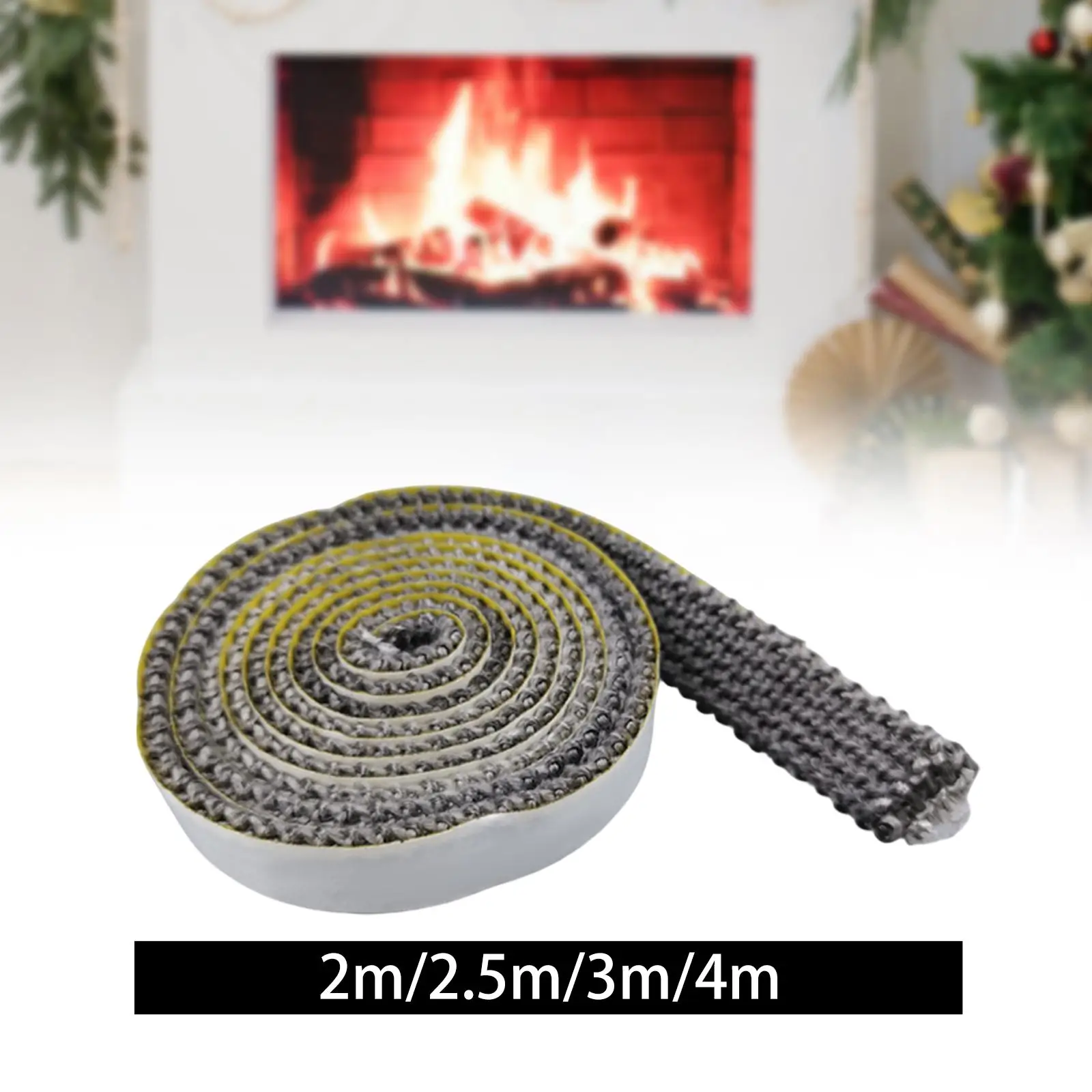Fireplace Sealing Rope Practical Spare Parts White Flat Rope Adhesive Fiberglass Rope for Fireplace Door Window Chimney Glass