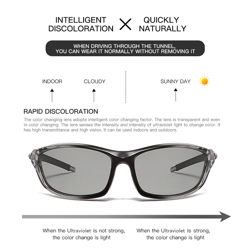AIELBRO-gafas fotocromáticas de ciclismo para hombre, lentes de sol de 5 colores para deportes al aire libre, para bicicleta