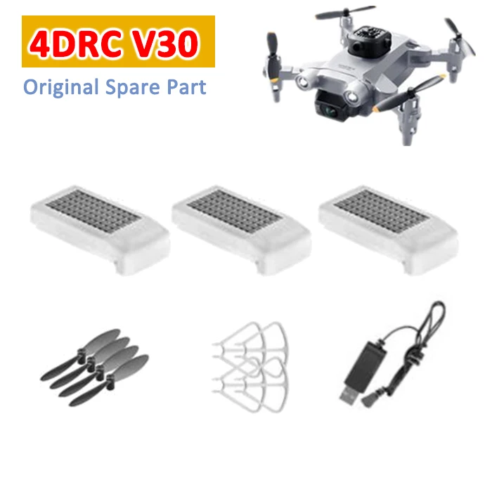 4DRC V30 Mini Drone Original Spare Part 3.7V 1800mAh Battery / USB Charger / Propeller Blade / Protective Frame 4D-V30 Accessory