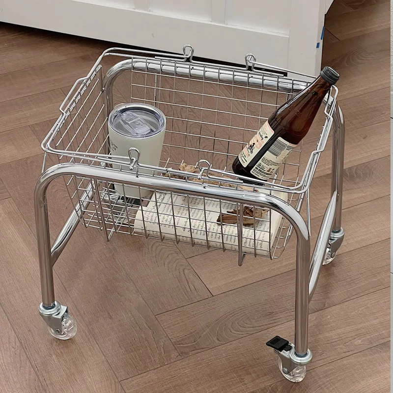 Snack artifact storage basket, office book, school bag placement basket, movable pulley, under the table, shelf