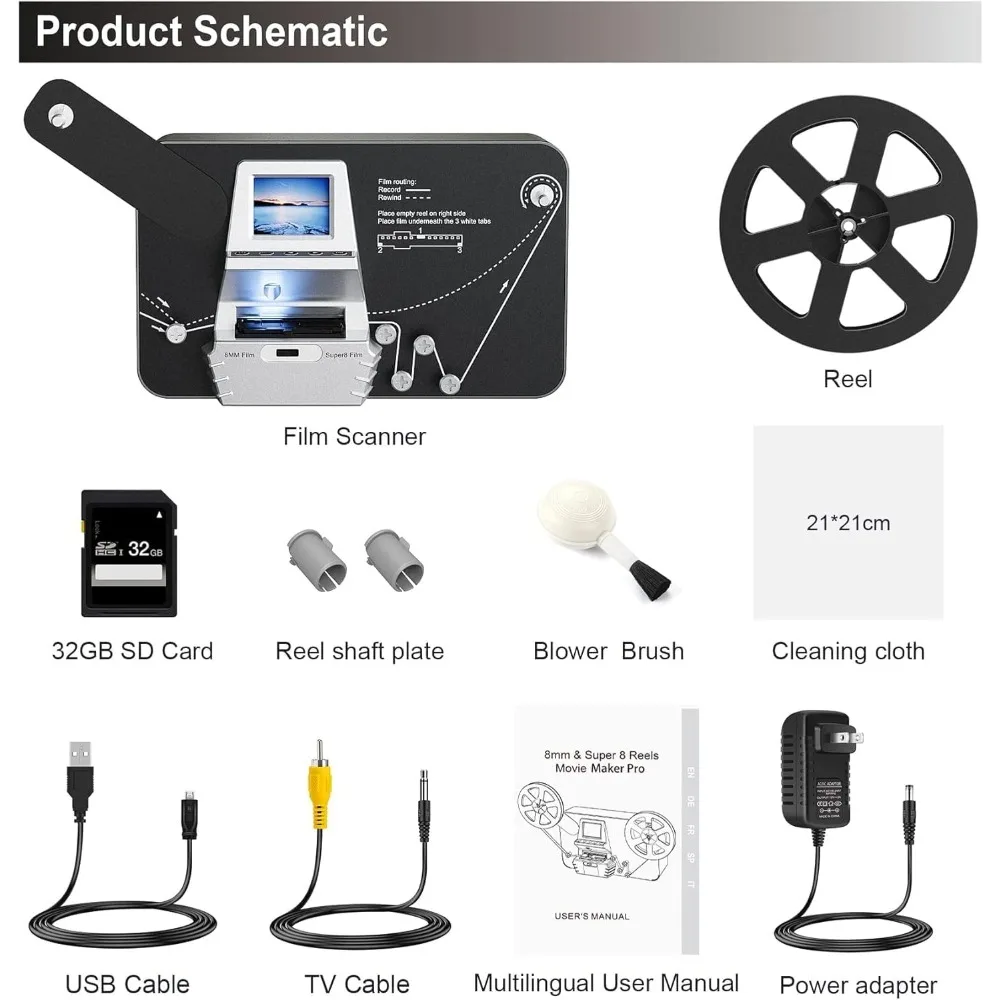 8mm & Super 8 Film to Digital Converter, Film Scanner Digitizer with Screen, Convert Reels into 1080P Digital MP4 Files,Sharing image 6