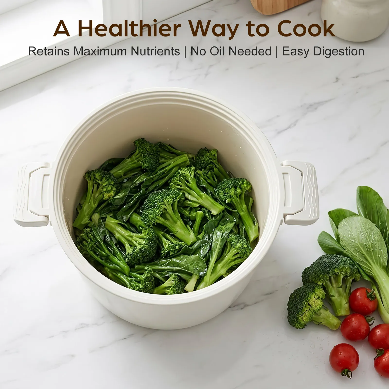 Microwave Rice Cooker Steamer 2.6L Easy Use Microwave Safe Rice Bowl Steam Release Vents Vegetable Food Steamer Microwavable