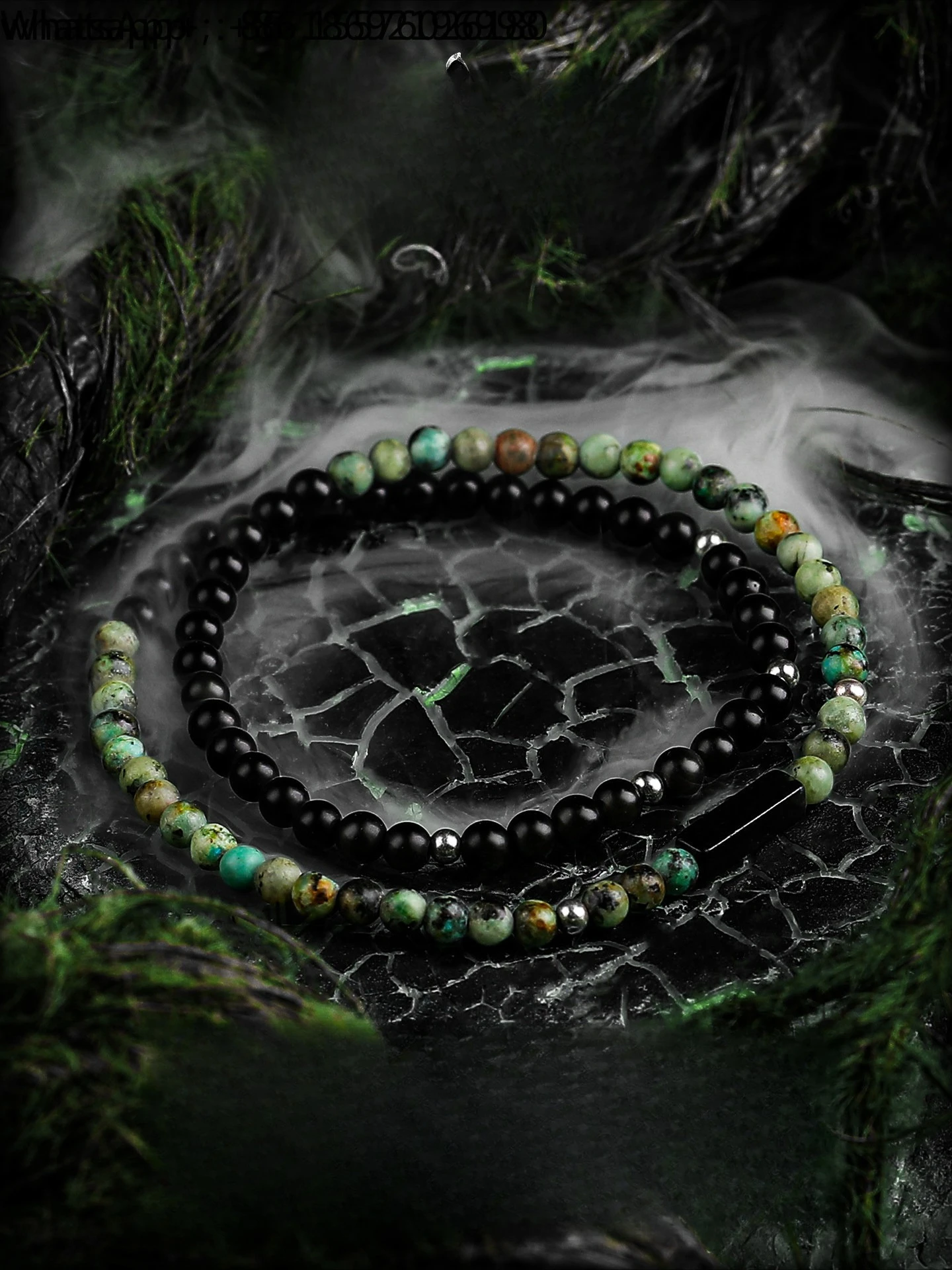 [Landscape] Niche Design Obsidian Bracelet Men's High Sense Original Multi-circle Small Bead Bracelet