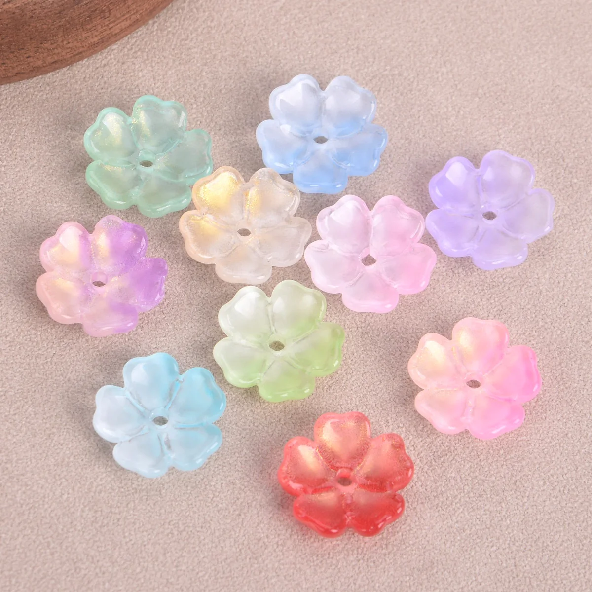 10pcs 15mm Flower Shape Handmade Foil Lampwork Glass Loose Beads For Jewelry Making DIY Crafts Findings