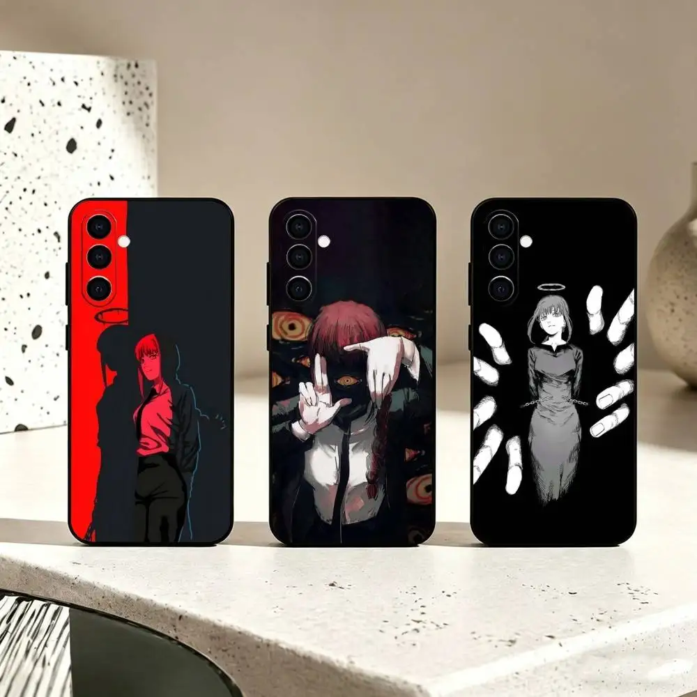 Anime Chainsaw Man Makima Phone Case For Samsung Galaxy A73,A72,A71,A70,A53,A52,A51,Others Soft Black Cover