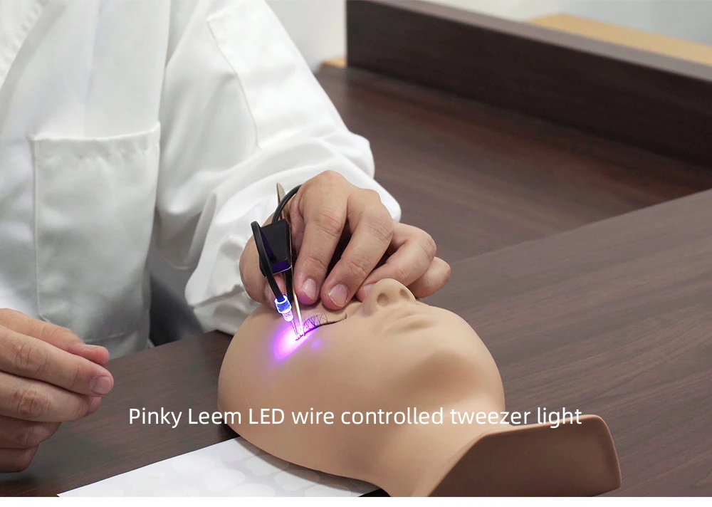 Professional Pinky Leem UV LED Eyelash Extension Glue Curing Light System with Precision Tweezers Kit, 2s Rapid Curing Technolog