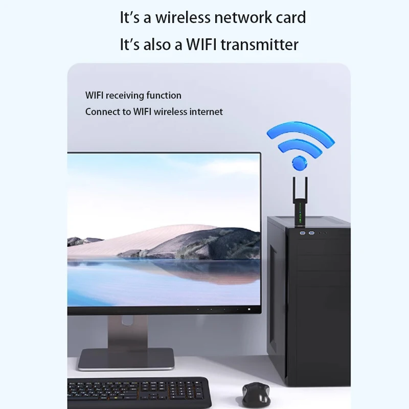 Wireless USB Adapter 1300Mbps wireless WIFI network card External Antenna WiFi signal receiving transmitter Dual band 2.4G 5.8G