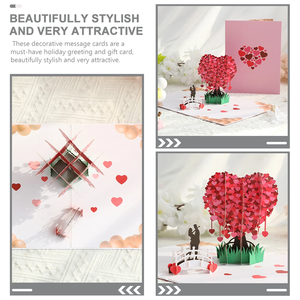 

3D Heart Shaped Greeting Thickened Paper Message Writable Blank Blessing Card Party Wedding Valentines Day Gift Card For Lovers