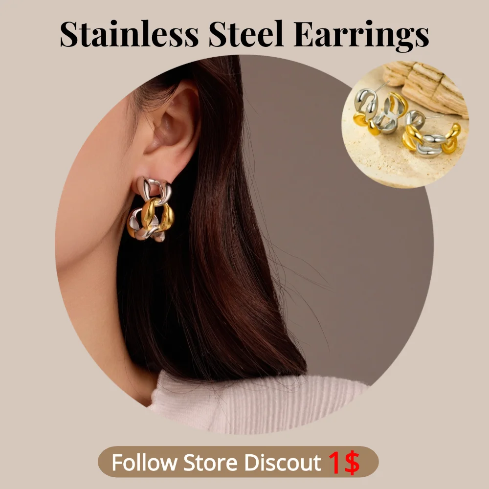 

Stainless Steel Twist Earrings Plated 18k Gold Color Non Tarnish Waterproof Trendy Fashion Jewelry Earrings For Women Gift