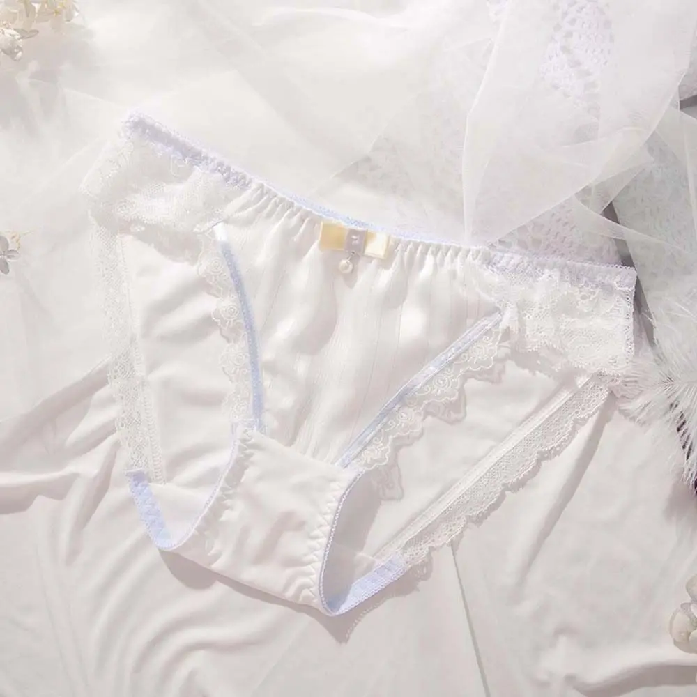 

Student Cute Low-Waist Lace Pearl Bowknot Underwear Briefs Women's Panties Triangle Underpants