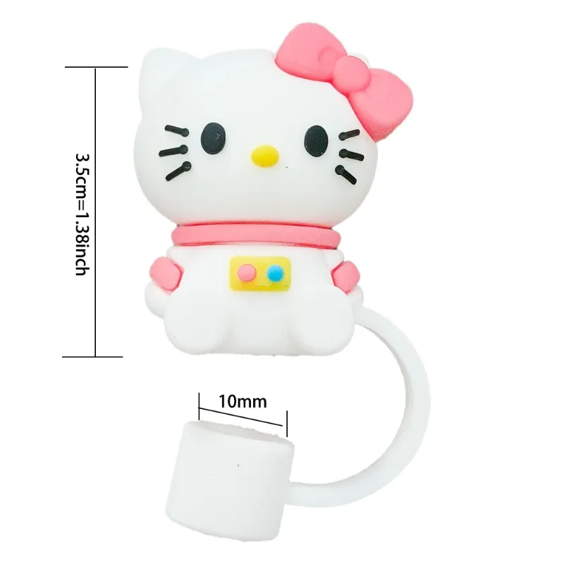 MINISO Straw Cover Cap Sanrio Hello Kitty Cinnamoroll Cute Cartoon Silicone Straw Plug Kuromi Straw Accessories Theme Party Prop