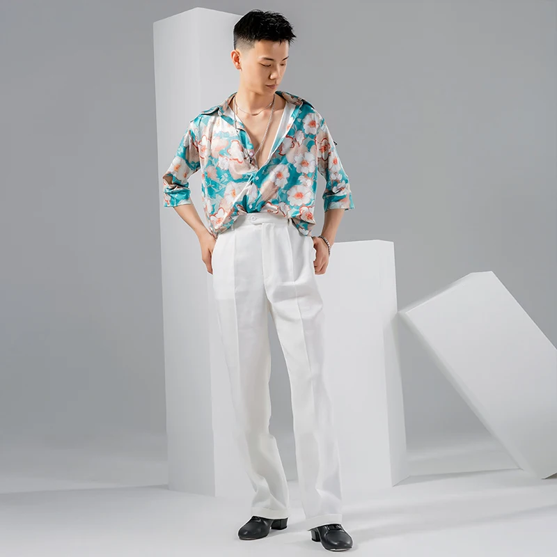 Pantalones latinos para hombre, ropa de práctica de salón, traje de actuación, Ropa de baile de vals, traje de baile moderno, pantalones rectos de Salsa VBH1725