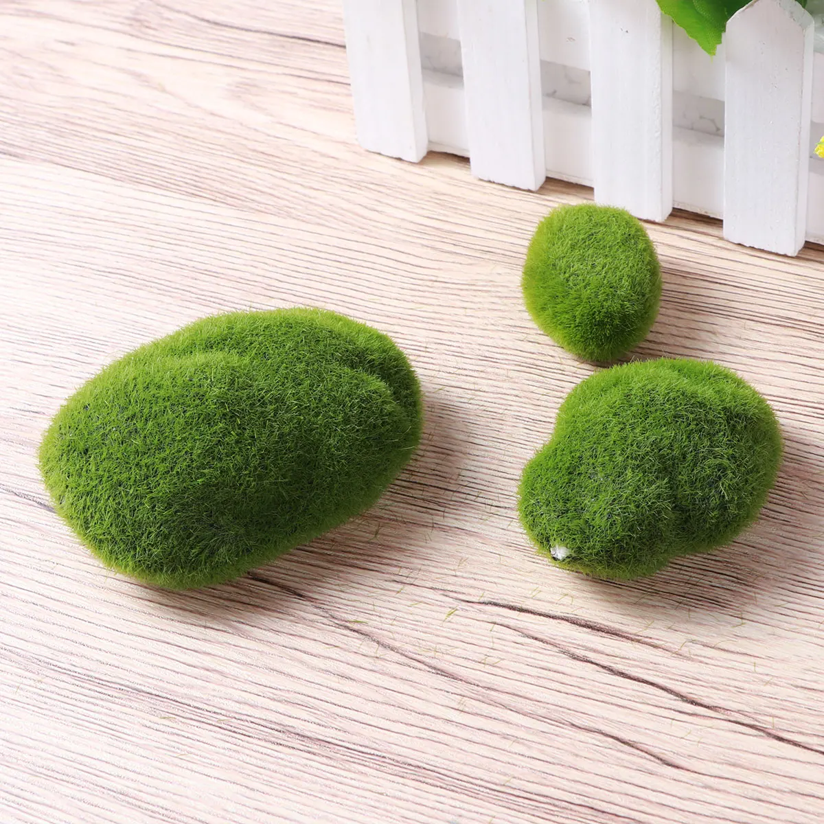 

Artificial Plants Moss Cover Stones Decor Container ChildFlocked Stones Mini House Fairy Gardens Terrariums Bright