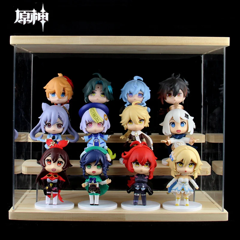 Hot 6pcs/set Genshin Impact Anime Figure Game Cartoon Aether Lumine Amber Venti Diluc Paimon Dolls Toy Kawaii Character  Gift