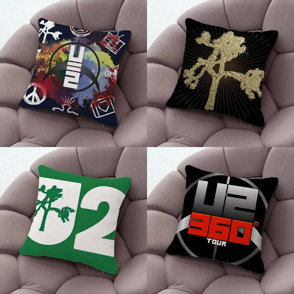 

Rock Band U2 Pillow Case Silky Short Plush With Invisible Zipper Dustproof Sofa Cushion Cover For Home Decor
