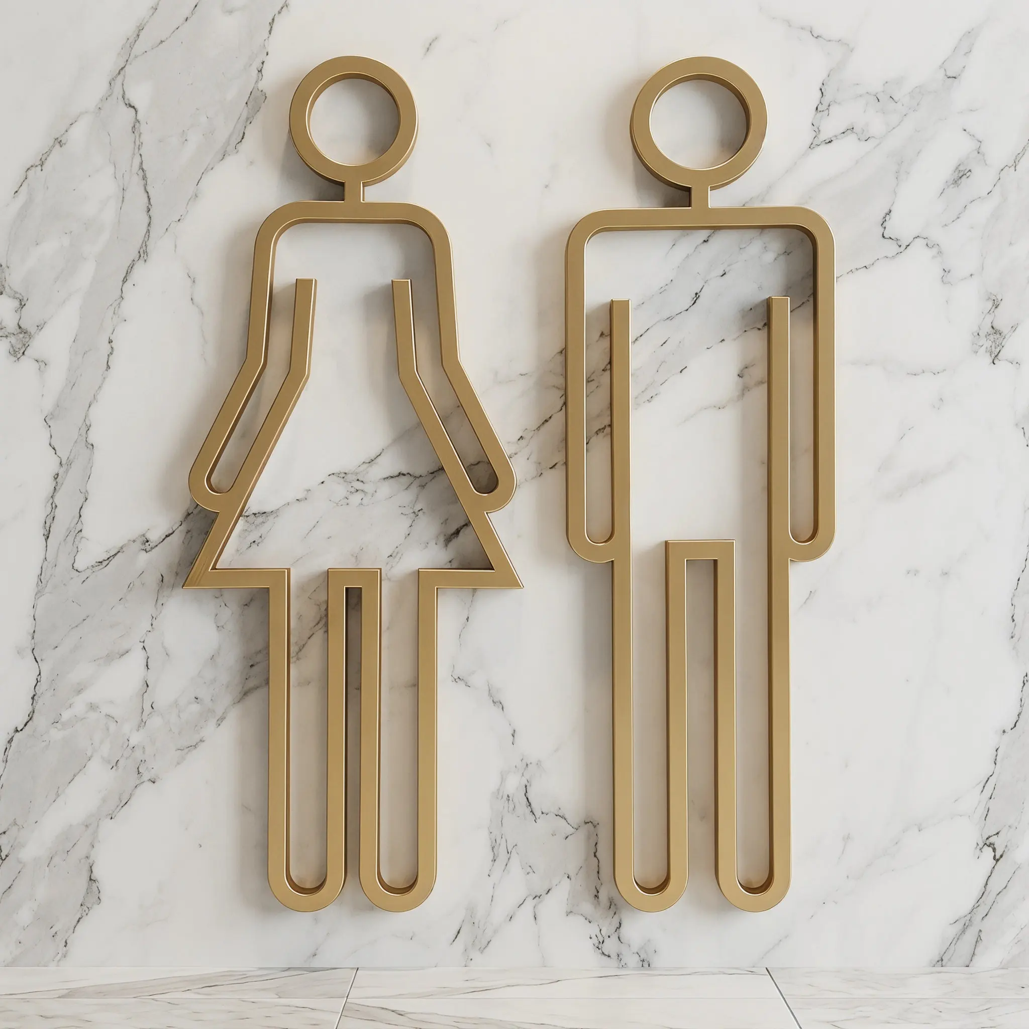 1Pair Toilet Identification Plate Sturdy ABS Material Washroom Marker Bathroom Door Sign Restroom Guidance Toilet Notice Plaque