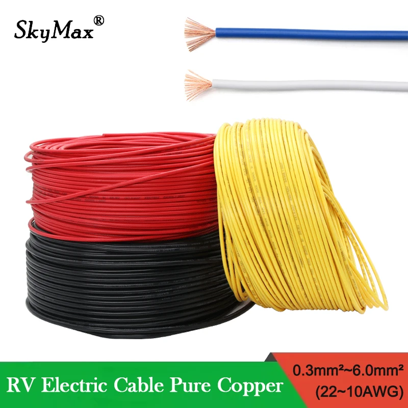 

1~20m RV Copper Wire PVC Electrical Extension Cable Single-Core Multi-Stranded Hookup Building Wire For Car Audio Wires Motor