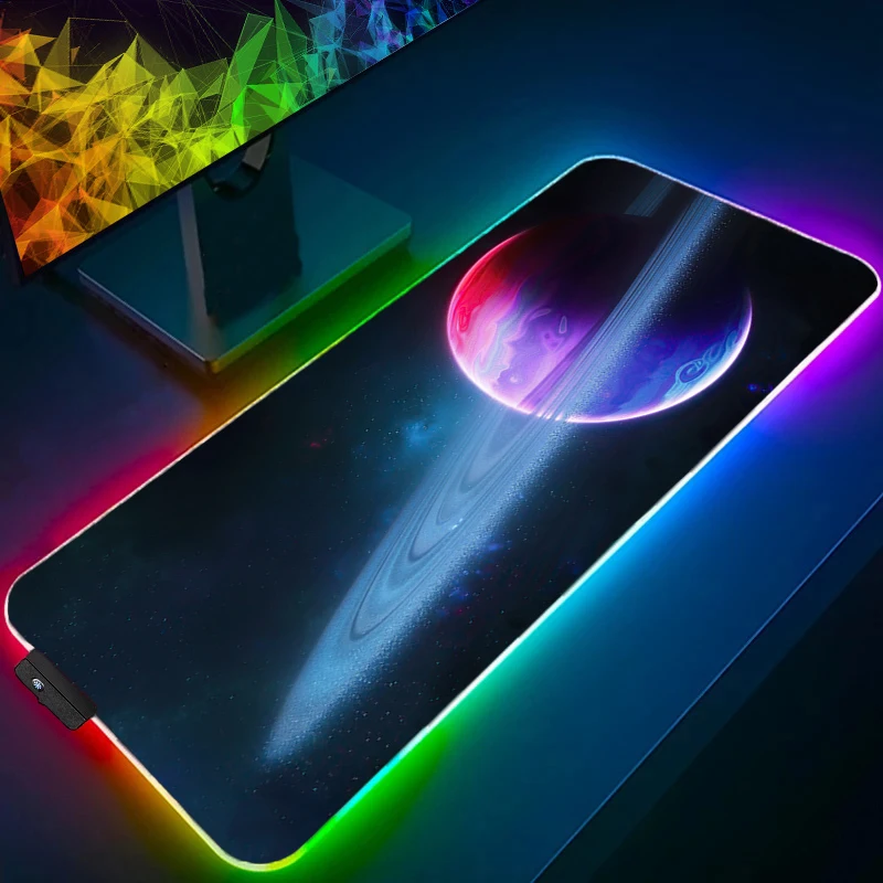 

Mouse Pad Gamer LED Computer Notebook PC Soft Mousepad Carpet RGB Gaming Accessories Keyboard Pad Space Galaxy Extended Desk Mat