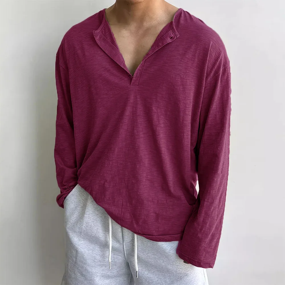 Baumwolle männer Langarm T-shirts für Männer Blusen Koreanische Trend Harajuku Lose T Shirts Frühling Herbst Bodenbildung Shirts Weiche – Detail 3