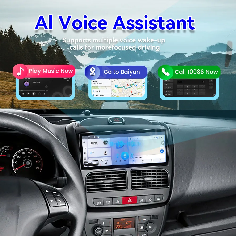 15.8 In Android 15 Carplay Radio For Fiat Doblo Matte Black 2010~2015 Multimedia Player Navigation Car Stereo Receiver Head Unit
