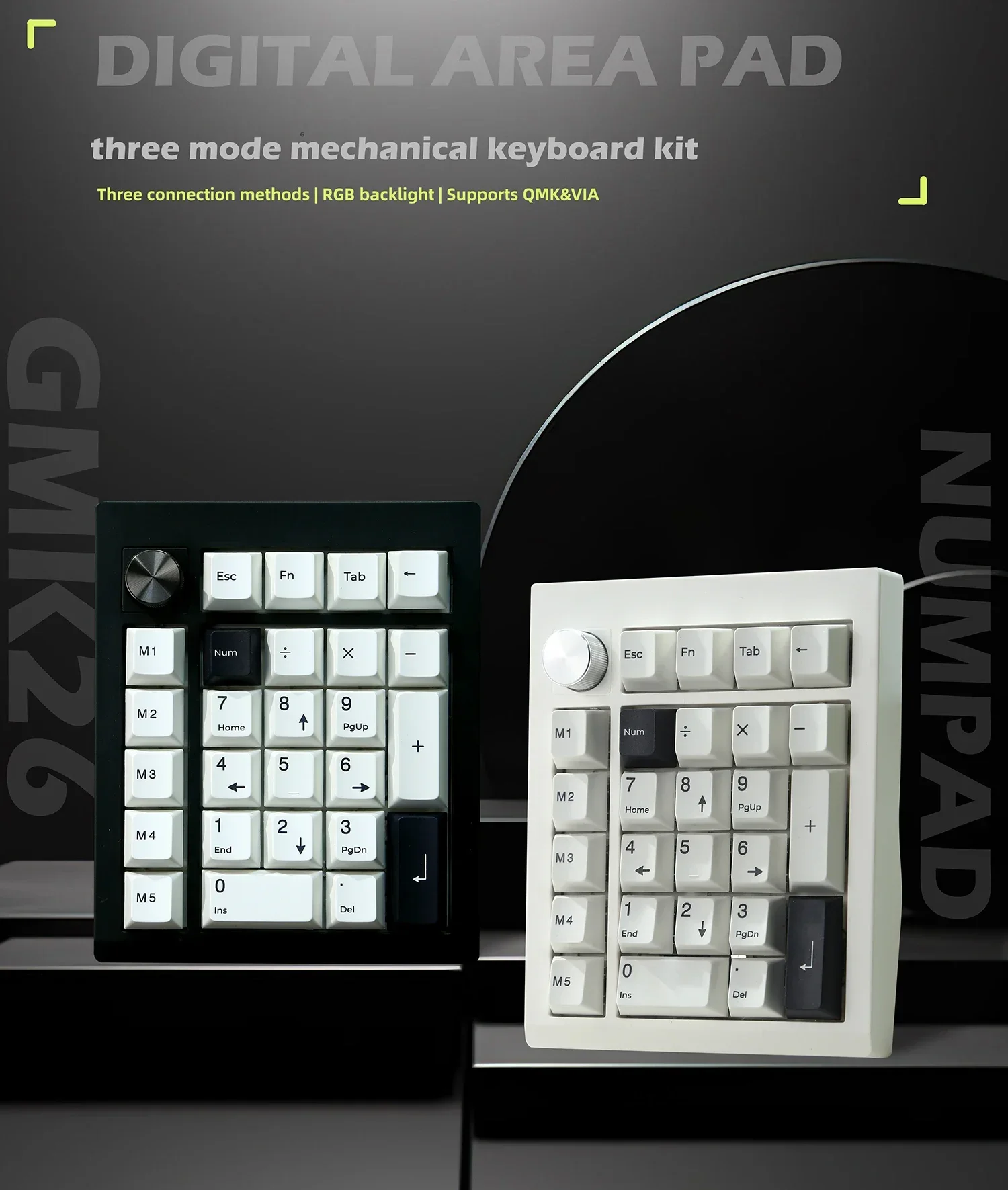 Gasket Number Pad Bluetooth 5.0/2.4ghz/Wired Hot Swappable Numpad Programmable for Win/Mac