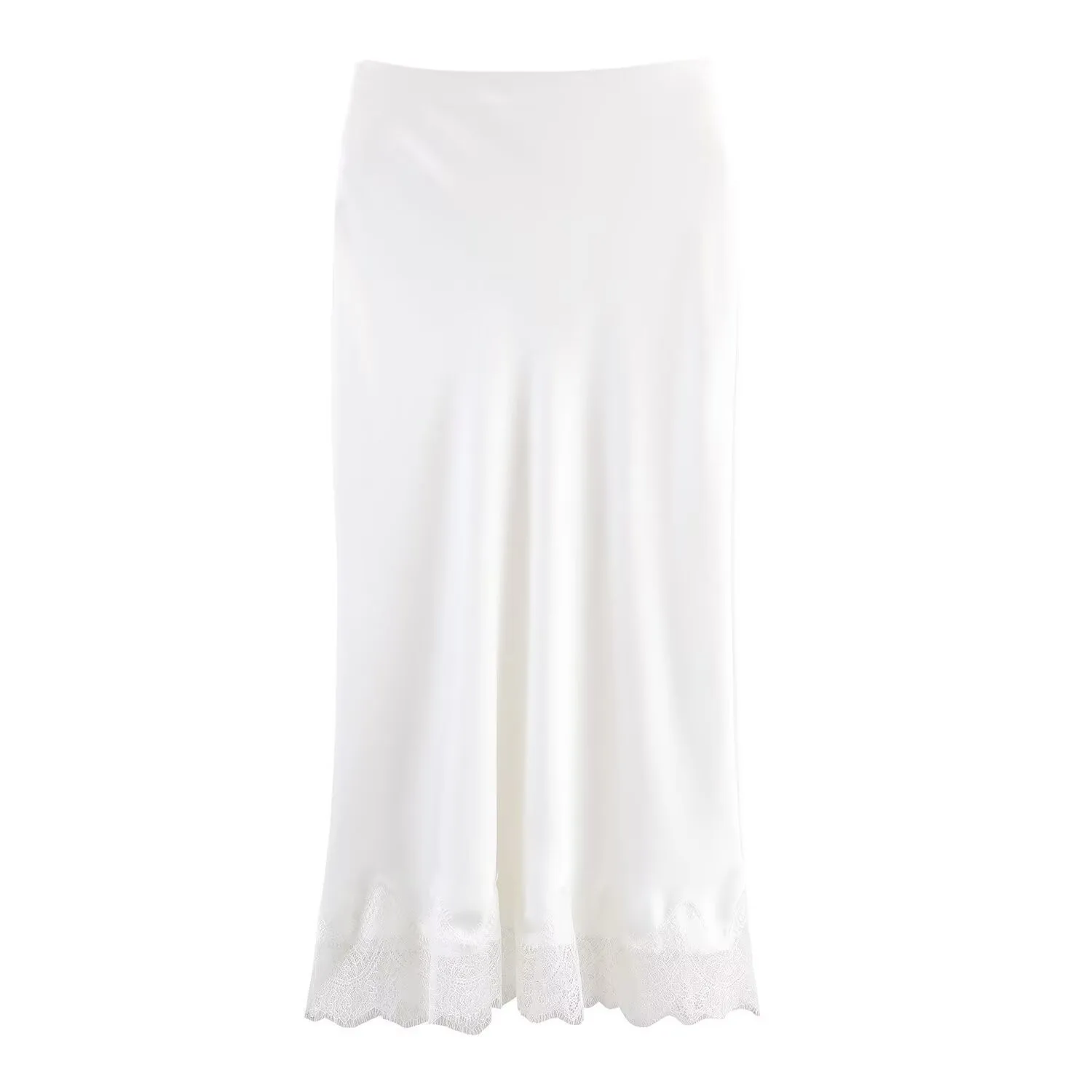 Slight Stretch Patchwork Skirt Midi Length Sexy with Spring Western Style Streetwear Straight Cut Skirts for Women