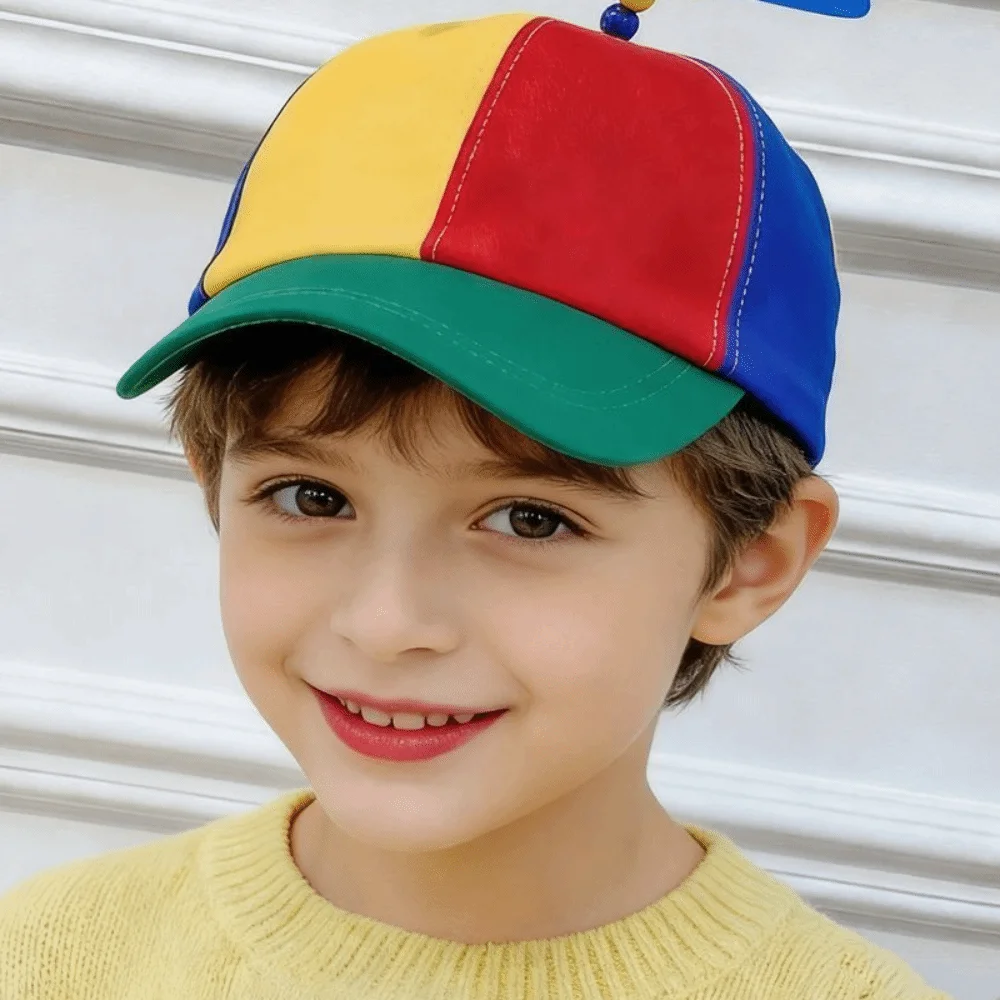 

Detachable Propeller Baseball Cap Adjustable Color-block Bamboo Dragonfly Cap Sunscreen Rainbow Design