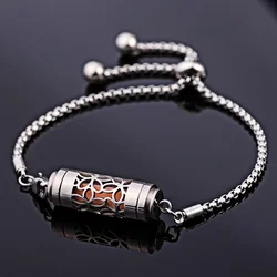 Stainless Steel Aromatherapy Bracelet Locket Titanium Steel Adjustable Chain Scent Aroma Perfume Essential Oil Diffuser Bracelet