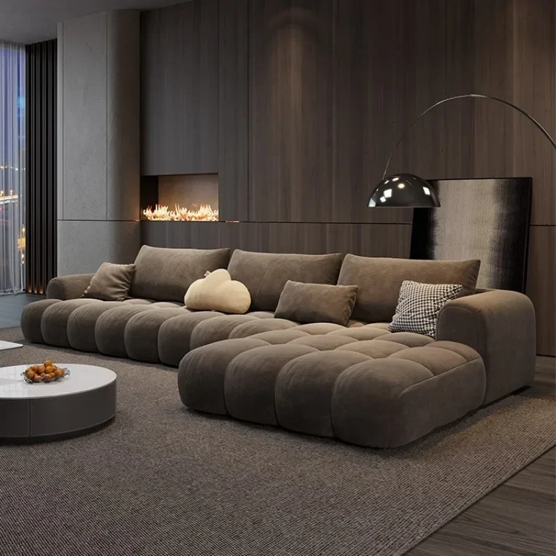 Puff fabric sofa Modern small apartment anti-cat scratch living room French cream style princess corner technology cloth sofa