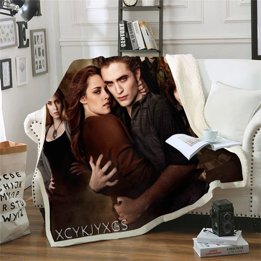 phechion The Twilight Saga 3D Printing Plush Fleece Blanket Adult Fashion Quilt Home Office Casual Kids Girls Sherpa Blanket B44