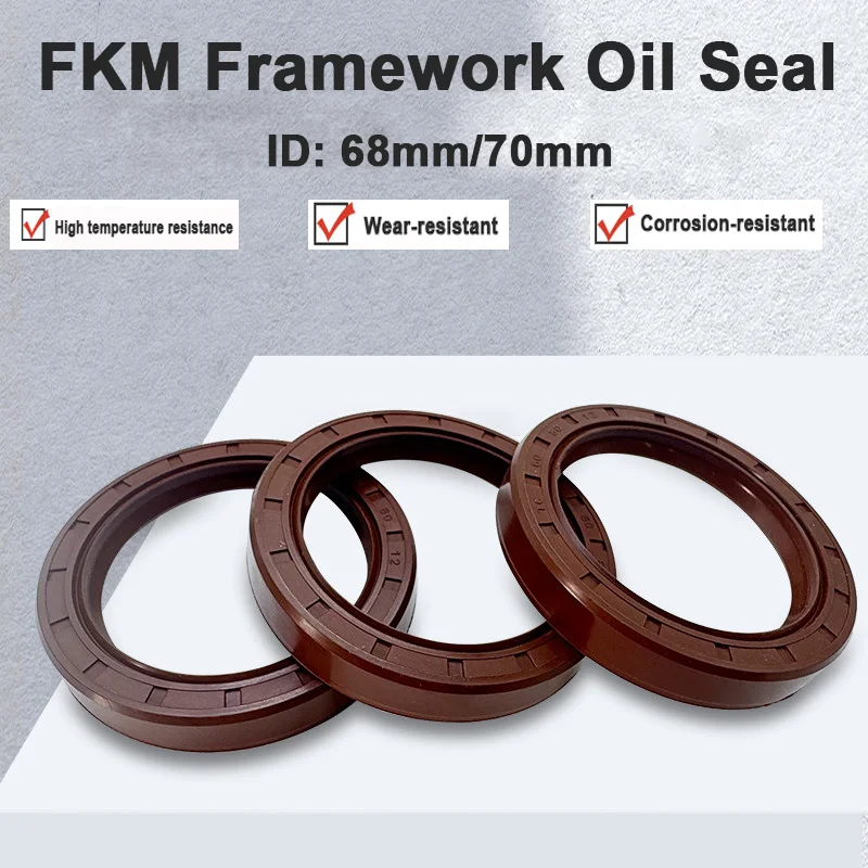 1Pcs ID 68-70mm OD 80-125mm FKM Framework Oil Seal Fluoro Rubber Gasket Rings Cover Double Lip with Spring for Bearing Shaft