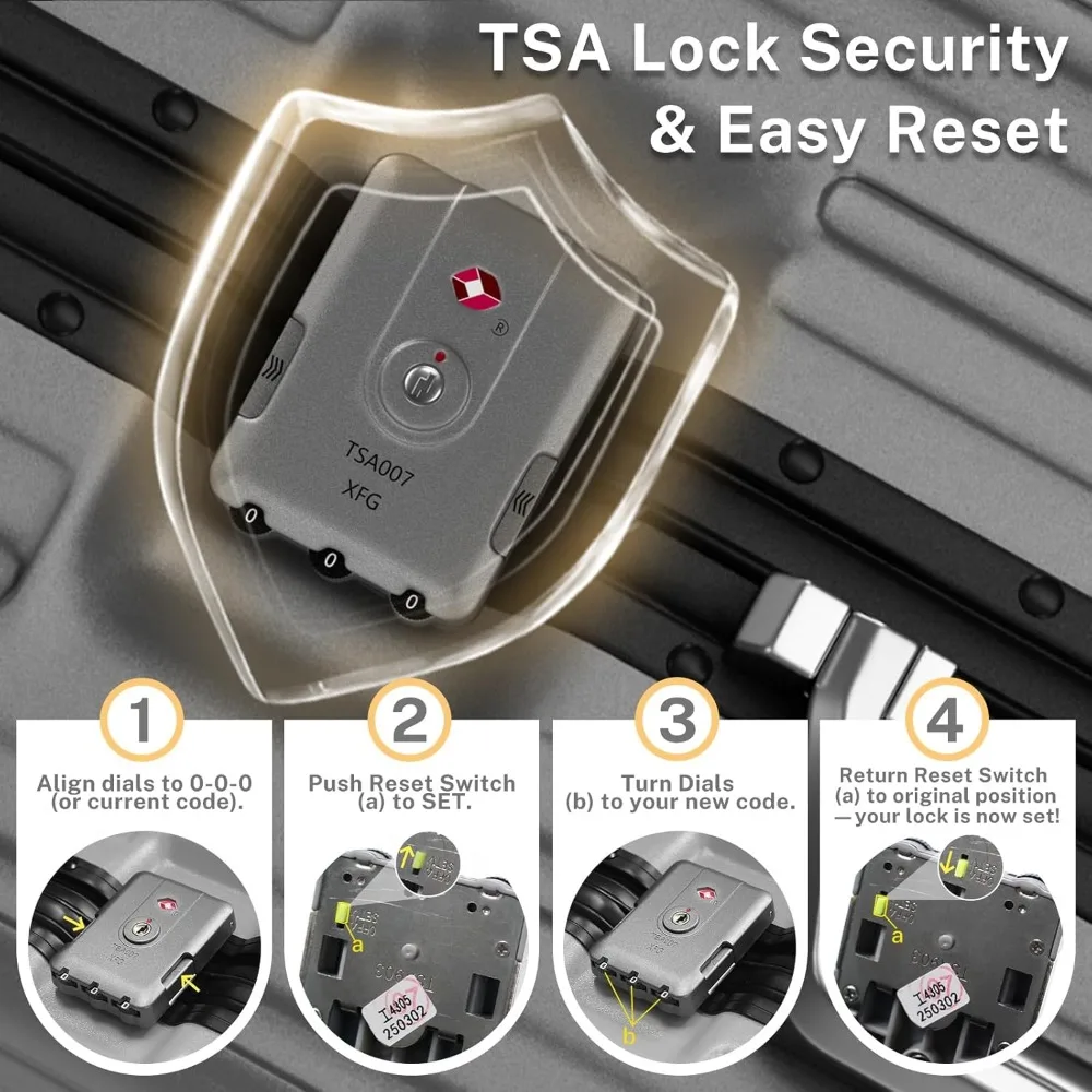 Koper Spinner Rangka Aluminium 24 Inci dengan Cangkang Keras PC+ABS Ringan dan Desain Tanpa Ritsleting untuk Bagasi Kabin