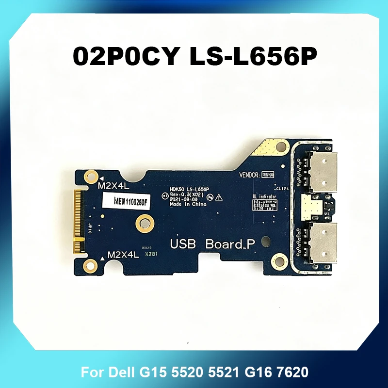 Laptop USB Audio IO Board 02P0CY LS-L656P For Dell G15 5520 5521 G16 7620 Headphone Jack Sub Board