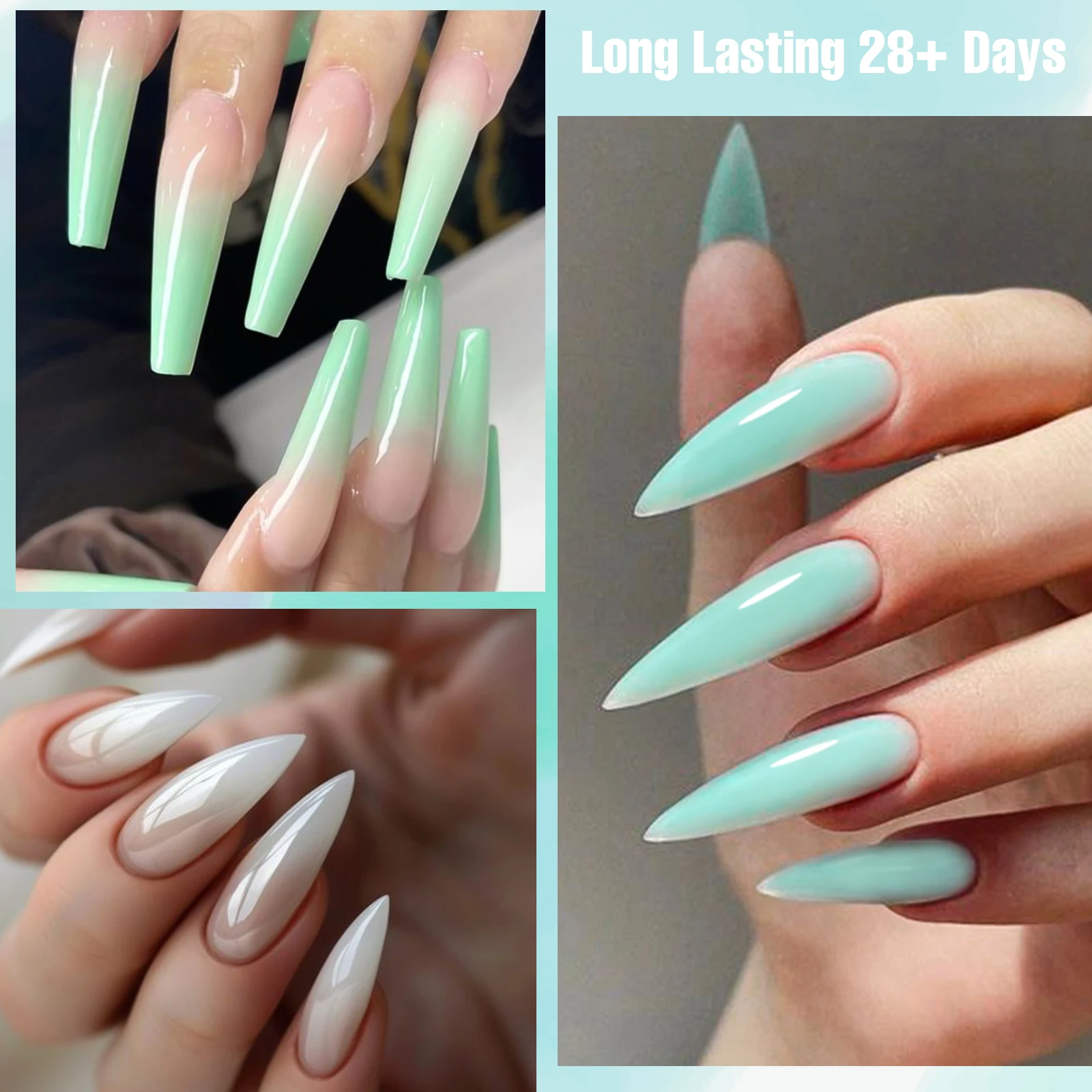 8 Pz/set Kit Smalto Gel Colore Verde Menta Serie Primavera Estate Semi Permanente UV LED Gel Nail Art Soak Off Set di Vernici per Unghie