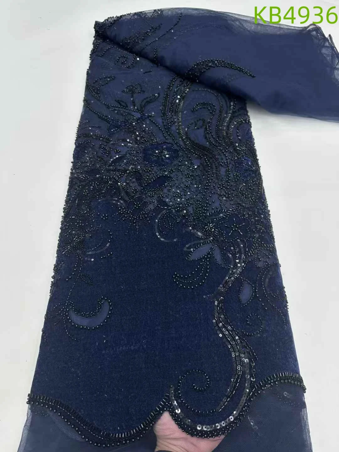 Africano Oliver Verde Paillettes Tessuto di Velluto 5 Metri Dubai Tessuti di Pizzo Qualità 2024 Velluto Tessuto di Pizzo Sequenza Per Cucire KB4936